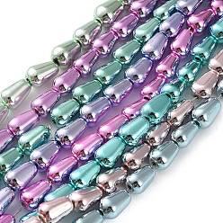 (52) Непрозрачная лаванда Гальванические нити из синтетических немагнитных гематитовых бусин, слеза, разноцветные, 8~9x5~6 мм, отверстие : 1~1.2 мм, около 48 шт / нитка, 15.75~15.91 (40~40.4 см)