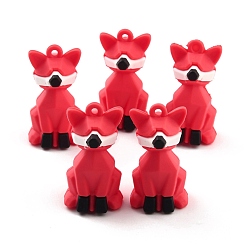 Crimson PVC Faceted Fox Pendants, for DIY Keychain Making, Crimson, 46x24.5x24mm, Hole: 3mm