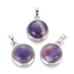 Натуральный Агат Природные подвески агат, с латунной фурнитурой , полукруглый, платина, 23~24x19~20x8~10 мм, отверстие : 8x5 мм