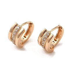 Light Gold Micro cuivres ouvrent zircons boucles d'oreilles, rectangle, or et de lumière, 13.5x7mm