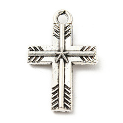 Antique Silver Tibetan Style Alloy Pendants, Cross, Antique Silver, 23x15x3.5mm, Hole: 1.8mm, 354pcs/500g