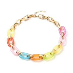 Color mezclado Collar de cadena de cable de acrílico de dos tonos para mujeres adolescentes, color mezclado, 18.11 pulgada (46 cm)