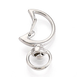 Платина Зажимные крюки, луна, платина, 33x16.8x5.6 мм, отверстие : 5x9.1 мм