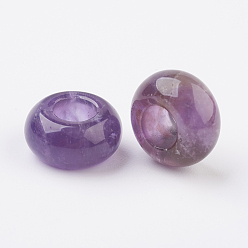 Amethyst Natural Amethyst European Beads, Large Hole Beads, Rondelle, 14x7~8mm, Hole: 6mm