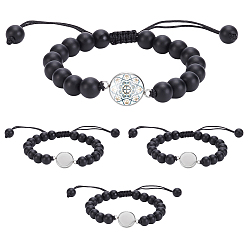 Черный Камень Наборы для самостоятельного изготовления браслетов из синтетического черного камня и стекла, внутренний диаметр: 45~80 мм