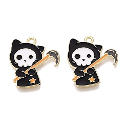 Skeleton Подвески из сплава с эмалью на тему Хэллоуина, золотой свет, скелет прелести, 23.5x21x1 мм, отверстие : 1.8 мм