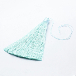 Sky Blue Nylon Tassel Big Pendants, Ice Silk Tassel, Sky Blue, 123x12mm