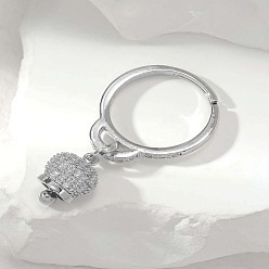 Платина Латунные кольца с кристаллами и стразами, колокол, платина, внутренний диаметр: регулируемый