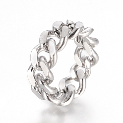 Нержавеющая Сталь Цвет Устойчивые к потускнению унисекс 304 кольца из нержавеющей стали, цепи с бриллиантовой огранкой, широкая полоса кольца, цвет нержавеющей стали, Размер 7, 17 мм, 9 мм