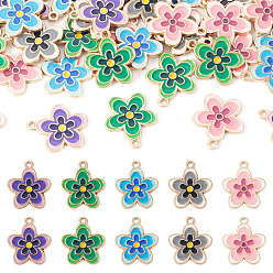 (52) Непрозрачная лаванда 40 шт 5 цвета сплава эмалевые подвески, , золотые, разноцветные, 21x18.5x1.2 мм, отверстие : 1.8 мм, 8 шт / цвет