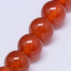 Crimson Natural Agate Round Beads Strand, Dyed, Crimson, 8mm, Hole: 1mm, about 48pcs/strand, 15.74 inch
