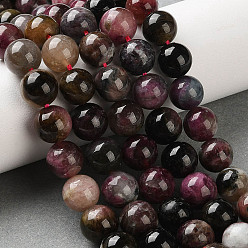 Турмалин Натуральный турмалин бисер нитей, круглые, 8~8.8 мм, отверстие : 0.9 мм, около 48 шт / нитка, 15.16 дюйм (38.5 см)