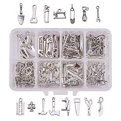 Antique Silver Tibetan Style Alloy Pendants, Mixed Shapes, Antique Silver, 11x7x3mm