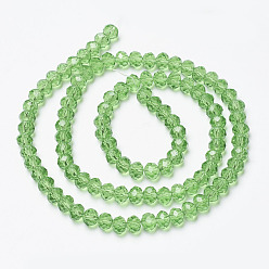 Lime Glass Beads Strands, Faceted, Rondelle, Lime, 8x6mm, Hole: 1mm, about 65~68pcs/strand, 15.7~16.1 inch(40~41cm)