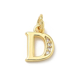 Letter D Латунные микро проложить кубического циркония прелести, без кадмия и без свинца, реальный 18 k позолоченный, с целью перехода в кольце, Буква D, 11x8x1.5 мм, Перейти кольцо: 5x1 мм, 3.5 мм внутренним диаметром