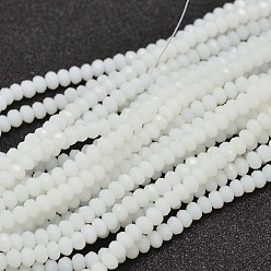 Белый Стеклянные бусы граненые рондель, белые, 3.5x2.5~3 мм, отверстие : 0.8 мм, около 105~110 шт / нитка, 29~31 см