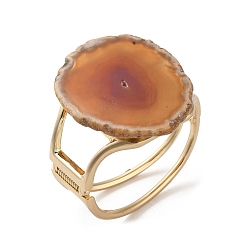 Шоколадный Обшивка стойки латунь с натуральным агатом, окрашенные, браслеты для женщин, цвет шоколада, внутренний диаметр: 60x51 мм