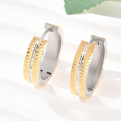 Золотой & Цвет Нержавеющей Стали 304 двухцветные серьги-кольца из нержавеющей стали, , с 316 ушными шпильками из хирургической нержавеющей стали, ионное покрытие (ip), золотые и нержавеющая сталь цвет, 20x5 мм