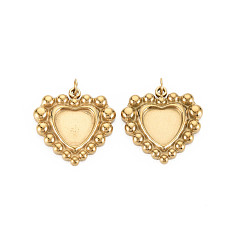 Настоящее золото 14K Ионное покрытие (ip) 304 настройки эмали подвески из нержавеющей стали, с прыжковых колец, сердце, реальный 14 k позолоченный, 19.5x19x2.5 мм, отверстие : 2.5 мм