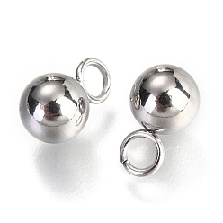 Нержавеющая Сталь Цвет Не тускнеет 202f подвески из нержавеющей стали, мяч, цвет нержавеющей стали, 10x6 мм, отверстие : 2.5 мм