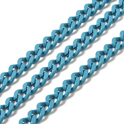 Светло-Голубой Окрашенные распылением 304 бордюрные цепи из нержавеющей стали, с катушкой, несварные, Небесно-голубой, 5x3.5x1.6 мм