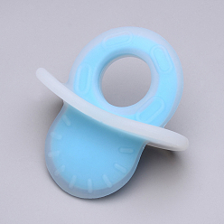 Deep Sky Blue Food Grade Eco-Friendly Silicone Big Pendants, Dummy Pacifier, Deep Sky Blue, 78~79x74.5x42~43mm, Inner Diameter: 24.5mm