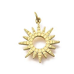 Настоящее золото 18K 304 подвески из нержавеющей стали, с целью перехода в кольце, солнечные чары, лазерная резка, ионное покрытие (ip), реальный 18 k позолоченный, 16.5x14.5x1.5 мм, отверстие : 2.5 мм