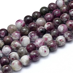 Турмалин Натуральный сливовый цвет турмалиновый бисер пряди, круглые, 8 мм, отверстие : 1 мм, около 51 шт / нитка, 15.35 дюйм (39 см)