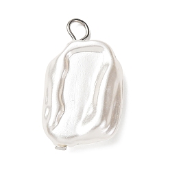 Платина Абс пластмассовые жемчужные подвески, с железной фурнитурой, прямоугольные, платина, 31x17.5~18x6.5 мм, отверстие : 4 мм