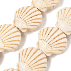 Shell Shape Нити из резных бусин из искусственной бирюзы, окрашенной в морской цвет, старинный белый, формы раковины, 22x25x10 мм, отверстие : 1.4 мм, около 17 шт / нитка, 14.84~14.96'' (37.7~38 см)