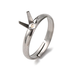 Нержавеющая Сталь Цвет 304 компоненты манжетного кольца из нержавеющей стали, 4 настройки кольца зубца когтя, лоток : 5x5 мм, 3 мм, внутренний диаметр: 17 мм