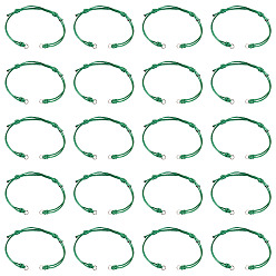 Dark Green 20Pcs Adjustable Korean Waxed Polyester Cord Bracelet Making, 304 Stainless Steel Jump Rings, Stainless Steel Color, Dark Green, 9-1/4 inch(23.5cm)