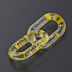 Yellow Transparent Acrylic Linking Rings, Quick Link Connectors, for Cable Chains Making, Oval, Yellow, 27x16.5x4mm, Inner Diameter: 7.5x18mm