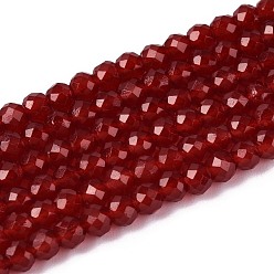 Темно-Красный Стеклянные бусины, имитация нефрита , круглые, граненые, темно-красный, 3x2.5~3 мм, отверстие : 0.7~0.8 мм, около 133~137 шт / нитка, 13.78~14.37'' (35 см)