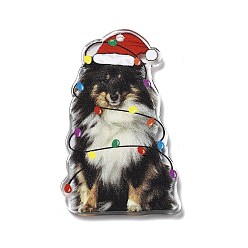 Собака Акриловые подвески на рождественскую тематику, собака, 42.5x26.5x2.5 мм, отверстие : 1.5 мм