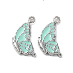 Бирюза 304 нержавеющая сталь с эмалированными подвесками, очарование бабочки, цвет нержавеющей стали, бирюзовые, 14.5x9x2 мм, отверстие : 1.6 мм