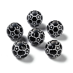 White Spray Printed Opaque Acrylic Beads, Round, White, 11.5x10.5mm, Hole: 3.5mm, about 1000pcs/500g