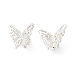 Серебро Латунные микропаве прозрачные подвески с фианитом, без никеля , бабочки прелести, серебряные, 15x20x8.5 мм, отверстие : 1.5 мм