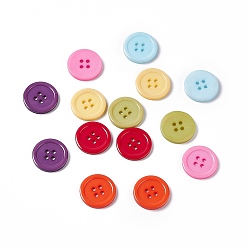 Mixed Color Resin Buttons, Dyed, Flat Round, Mixed Color, 20x3mm, Hole: 2mm, 195pcs/bag