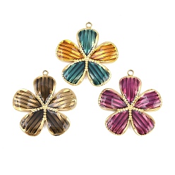 (52) Непрозрачная лаванда 304 подвески из нержавеющей стали, с эмалью, , золотые, разноцветные, 34x31.5x3 мм, отверстие : 2.5 мм