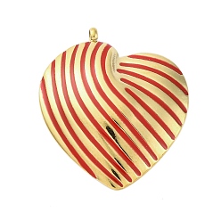 (123L) Белый крем непрозрачный блеск 304 подвески из нержавеющей стали, с эмалью, полосатый сердечный брелок, золотые, огнеупорный кирпич, 28x24x4.5 мм, отверстие : 2 мм