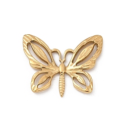 Настоящее золото 18K 304 подвески из нержавеющей стали, ионное покрытие (ip), очарование бабочки, реальный 18 k позолоченный, 20.5x25x2.5 мм, отверстие : 2x5 мм