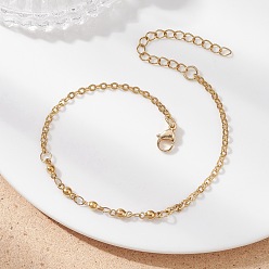 Настоящее золото 18K 304 Браслеты из цепей и тросов из нержавеющей стали для женщин, реальный 18 k позолоченный, 7-1/4 дюйм (18.4 см)