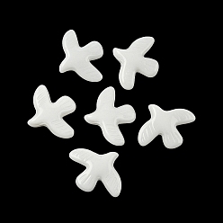 Белый Выпечка окрашенные стеклянные бусины, голубь мира, белые, 34x42x9 мм, отверстие : 1.6 мм