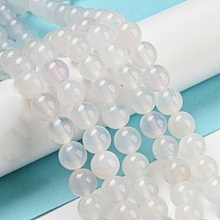 Белый Натуральный белый агат бисер, окрашенные, круглые, белые, Размер : диаметром около 8 мм , отверстие : 1 мм, 43 шт / нитка, 15.5 дюйм