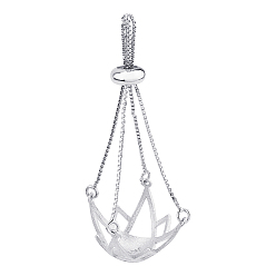 Платина 1Поликарбонат с родиевым покрытием 925Крепление для подвески из стерлингового серебра, регулируемая заготовка для изготовления жемчужных украшений, цветок, платина, 36x15.5 мм, внутренний диаметр: 13.5 мм