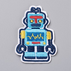 Colorful Computerized Embroidery Cloth Iron on/Sew on Patches, Costume Accessories, Appliques, for Backpacks, Clothes, Robot, Colorful, 59x41x2mm