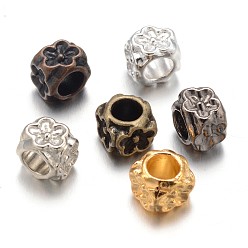 (52) Непрозрачная лаванда Сплавочные европейские бусины, цветок, бусины с большим отверстием, без кадмия и без свинца, разноцветные, 6x6x5 мм, отверстие : 4 мм