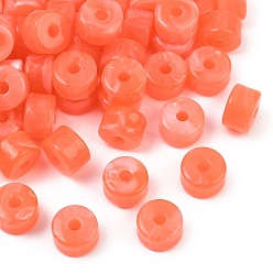 Coral Two-Color Opaque Acrylic Imitation Gemstone Beads, Column, Coral, 12x8mm, Hole: 3mm, about 526pcs/500g