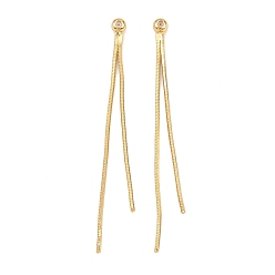 Настоящее золото 18K Латунные гайки для сережек, кисточка, реальный 18 k позолоченный, 64x4x3 мм, отверстие : 0.8 мм